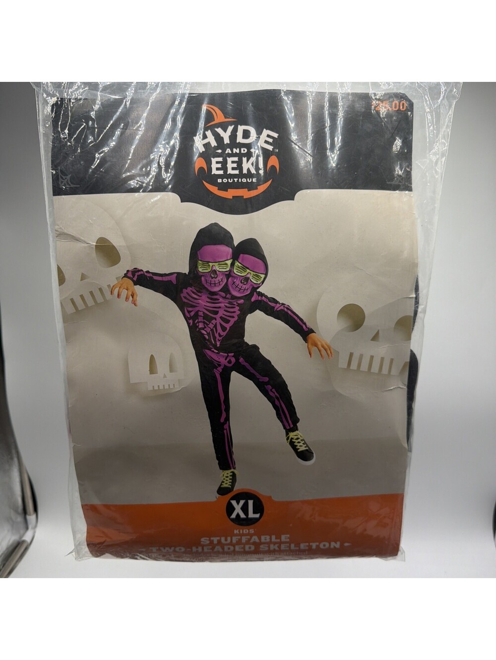 Kids Hyde & Eek TWO-HEADED SKELETON Halloween Costume Jumpsuit Child XL 14 New